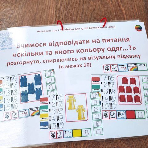 Вчимося відповідати на питання :"Скільки, якого кольору, що ти бачиш на малюнку? Тема "Одяг"👗👕👖🧢 ( в межах 10) 000088 фото