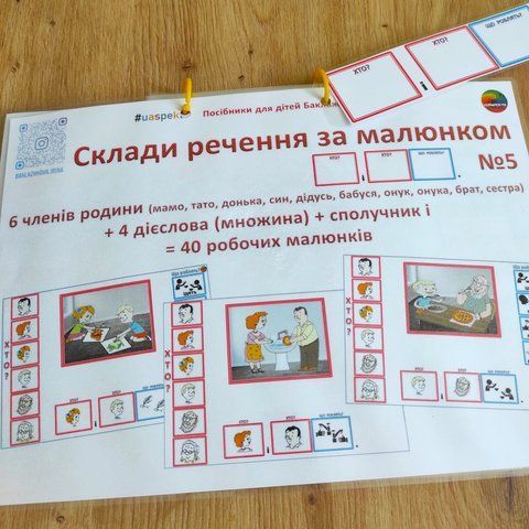 Навчальний посібник " Склади речення за малюнком з 4-х слів (множина, сполучник і)" 000094 фото